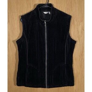 Woolrich Kinsdale Vest Women's M Black Corduroy Zip Up Pockets GorpCore Layers